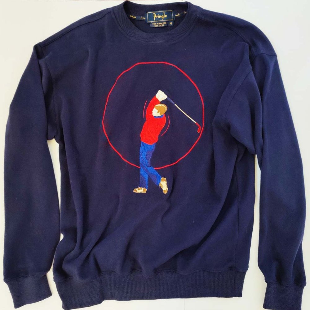 VINTAGE Pringle of Scotland SZ MED Golf Sweater Sweatshirt Golfer Swing